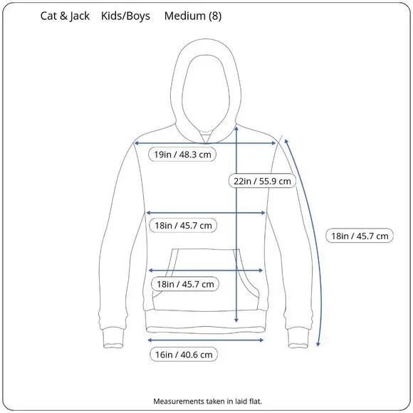 Cat & Jack Boys Light Teal Hoodie 100% Cotton Pullover Kangaroo Pocket Medium - Picture 3 of 6